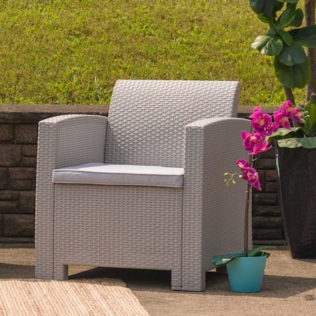 Lt Gray Rattan Chair w/All-Weather Lt Gray Cushion MPN:DAD-SF2-1-GG