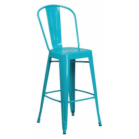 Teal Metal Outdoor Stool, 30