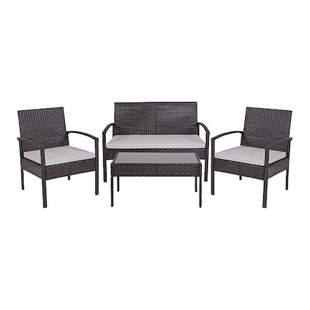 Aransas Patio Set, Blk w/Stl Frame, 4 pcs. MPN:JJ-S312-GG