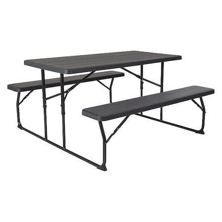 Rectangle Folding Picnic Table, Black, Metal MPN:RB-EBB-1470FD-GG