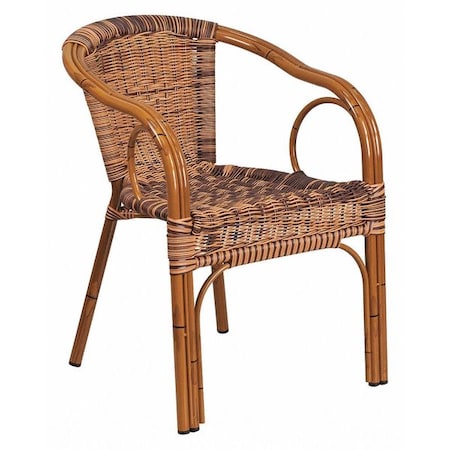 Brown Rattan Patio Chair with Dark Red Frame MPN:SDA-AD632009D-1-GG