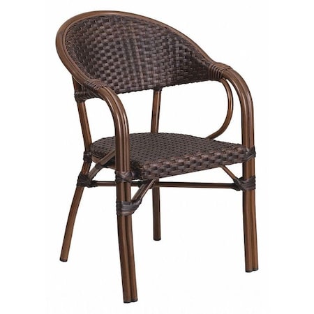 Dark Brown Rattan Patio Chair with Red Frame MPN:SDA-AD642003R-2-GG