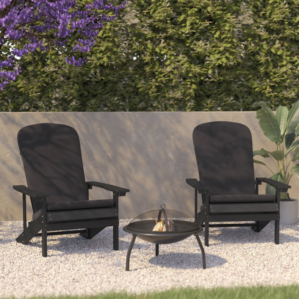 Flash Furniture Charlestown All-Weather Outdoor Furniture Adirondack Chairs With Cushions, Gray/Slate Gray, Set Of 2 Chairs MPN:2JJC14501CSGYST