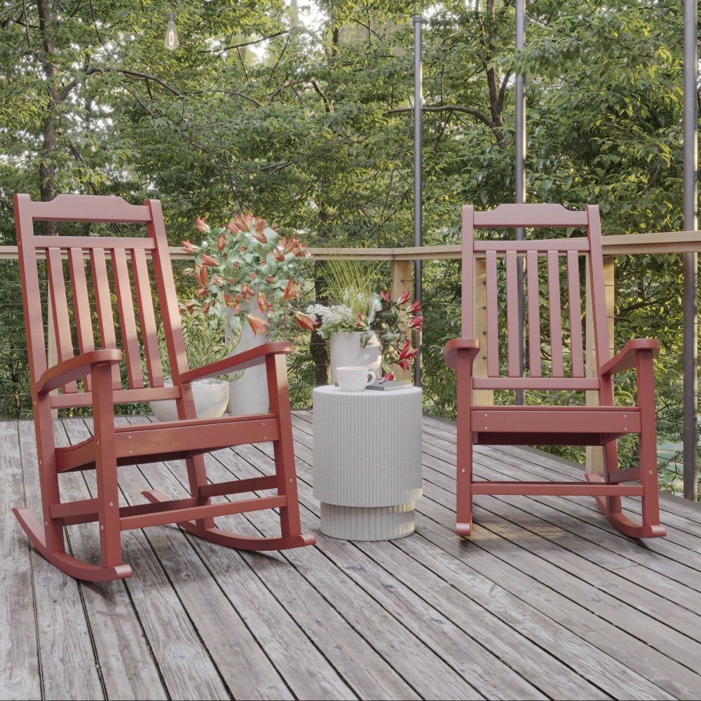 Flash Furniture Winston All-Weather Rocking Chairs, Red, Set Of 2 Chairs MPN:2JJC14703RED