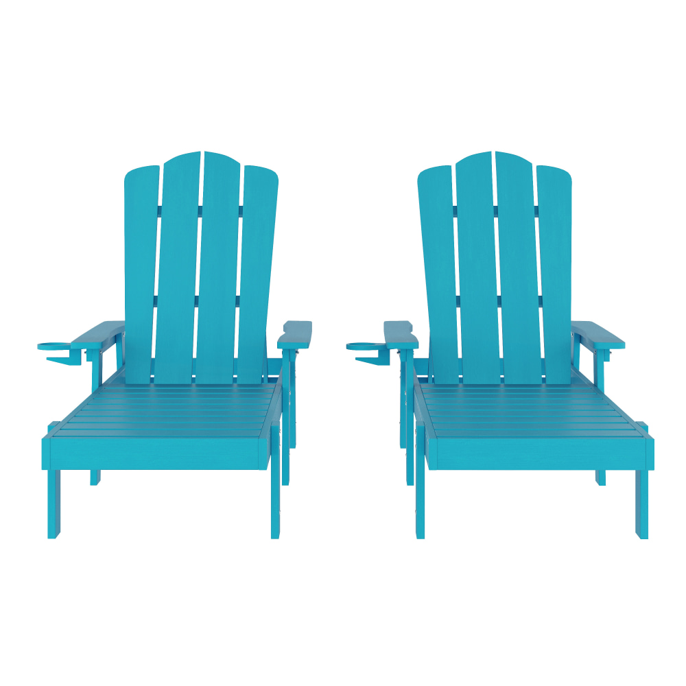 Flash Furniture Sonora Set of 2 Commercial Grade Adjustable Adirondack Lounge Chair, All-Weather Indoor/Outdoor Recycled HDPE, Blue - 2LEHMP07001BL MPN:2LEHMP07001BL