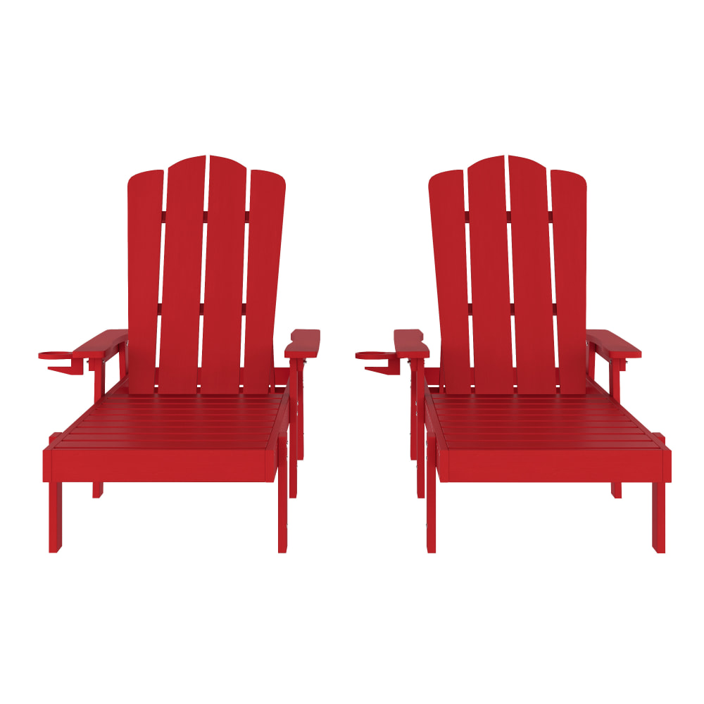Flash Furniture Sonora Set of 2 Commercial Grade Adjustable Adirondack Lounge Chair, All-Weather Indoor/Outdoor Recycled HDPE, Red - 2LEHMP07001RED MPN:2LEHMP07001RED