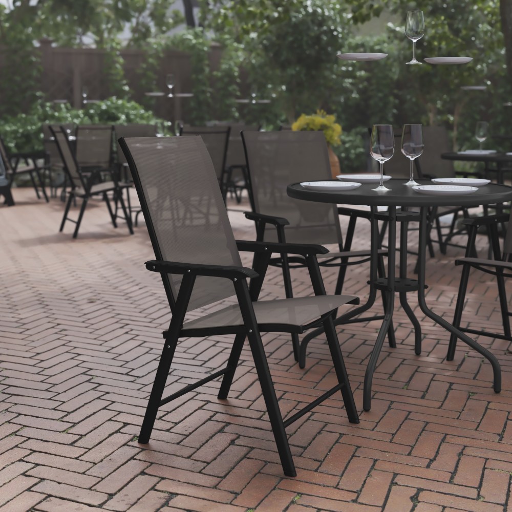 Flash Furniture Paladin Outdoor Folding Patio Sling Chairs, Brown, Set Of 2 Chairs MPN:2TLHSC044BR