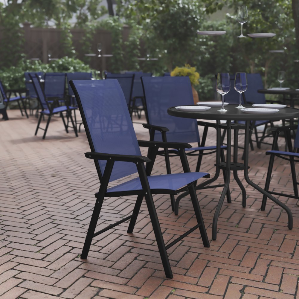 Flash Furniture Paladin Outdoor Folding Patio Sling Chairs, Navy, Set Of 2 Chairs MPN:2TLHSC044NV
