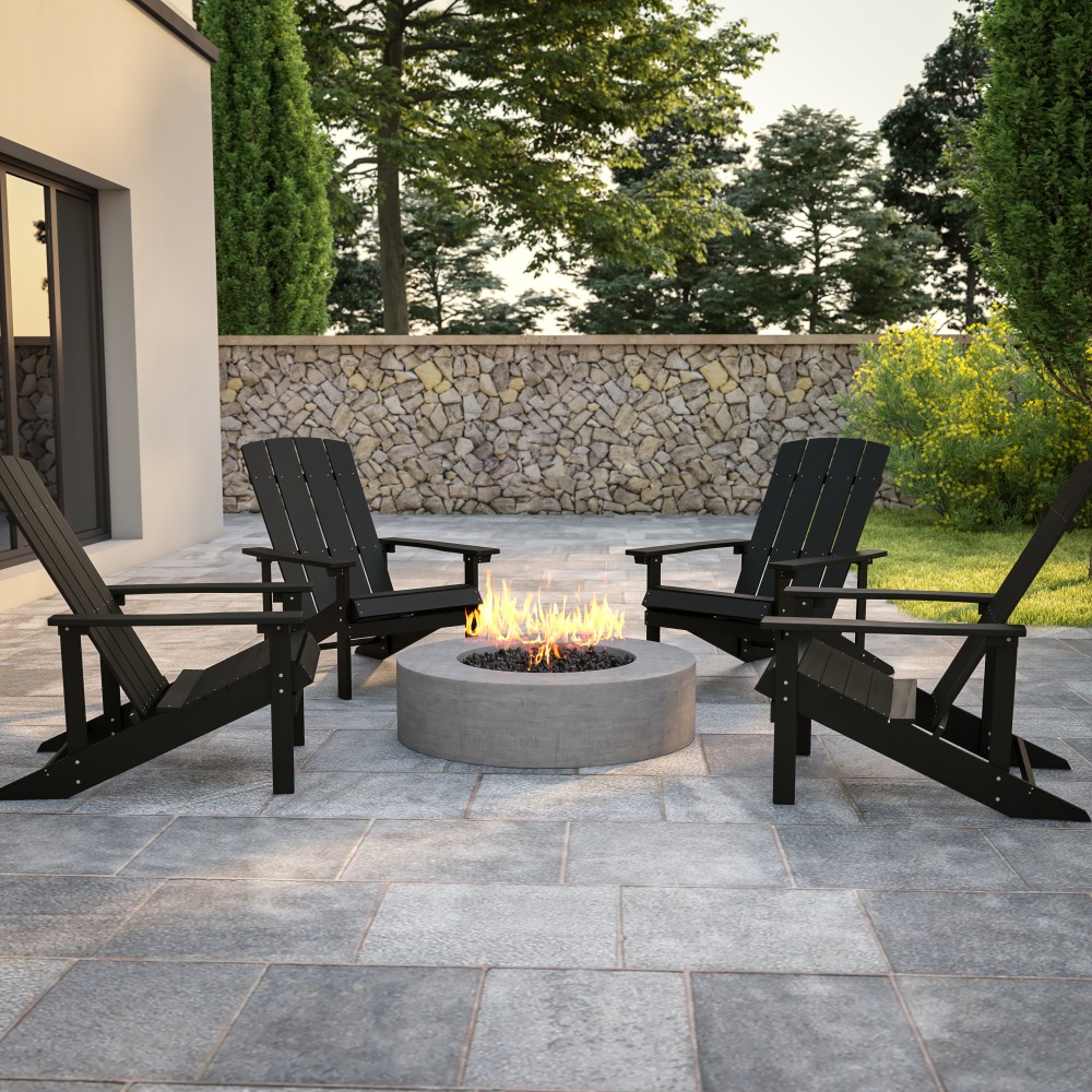 Flash Furniture Charlestown All-Weather Poly Resin Wood Adirondack Chairs, Slate Gray, Set Of 4 Chairs MPN:4JJC14501SLT