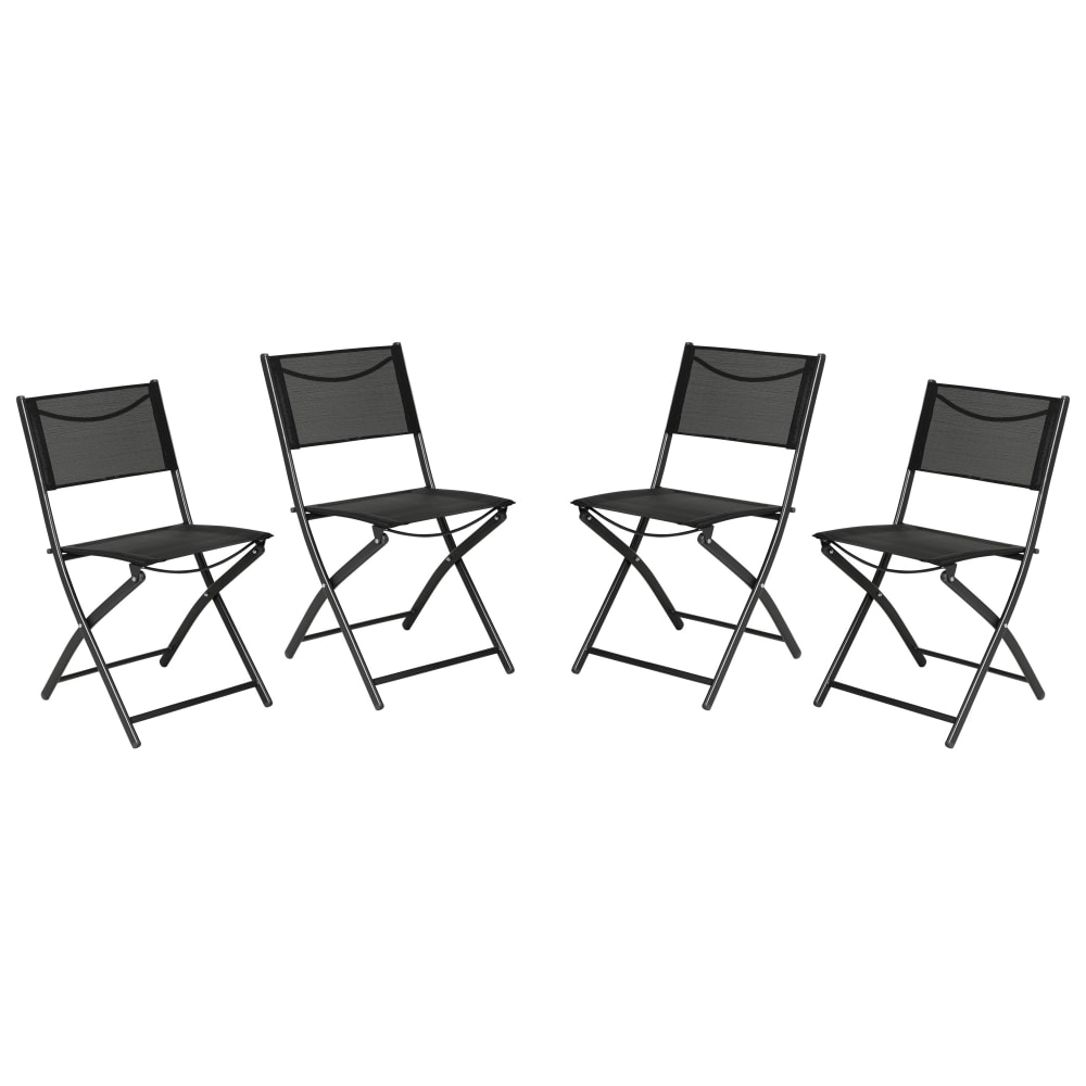Flash Furniture Brazos Series Outdoor 4pcs Folding Chair with Flex Comfort Material and Metal Frame, Black MPN:4TLHSC097BLK