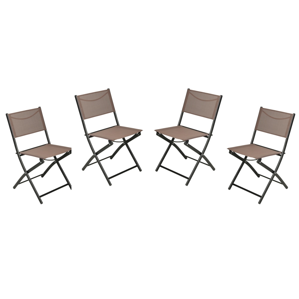 Flash Furniture Brazos Series Outdoor 4pcs Folding Chair with Flex Comfort Material and Metal Frame, Brown MPN:4TLHSC097BRN