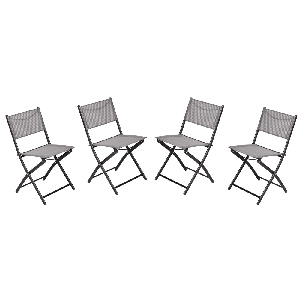 Flash Furniture Brazos Series Outdoor 4pcs Folding Chair with Flex Comfort Material and Metal Frame, Gray MPN:4TLHSC097GRY