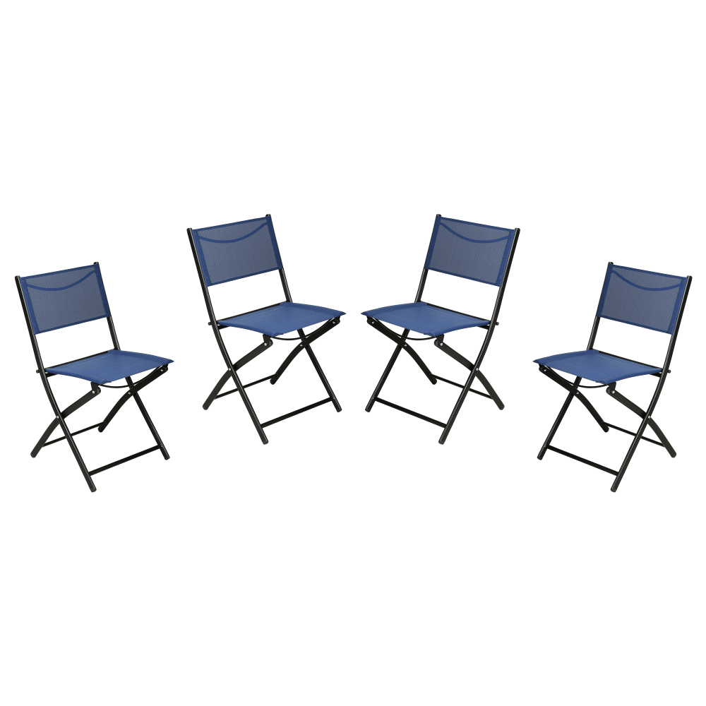 Flash Furniture Brazos Series Outdoor 4pcs Folding Chair with Flex Comfort Material and Metal Frame, Navy MPN:4TLHSC097NV