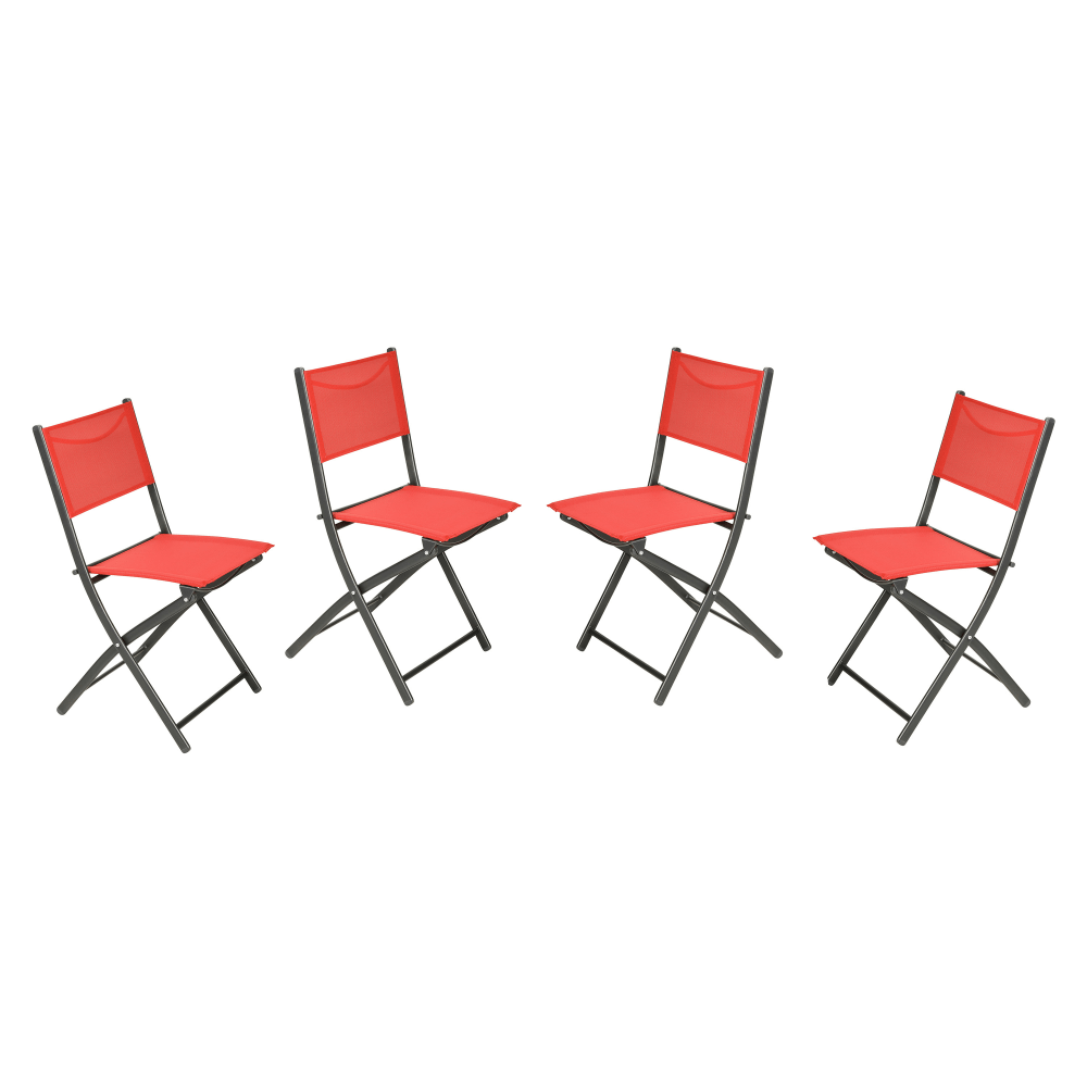 Flash Furniture Brazos Series Outdoor 4pcs Folding Chair with Flex Comfort Material and Metal Frame, Red MPN:4TLHSC097RED