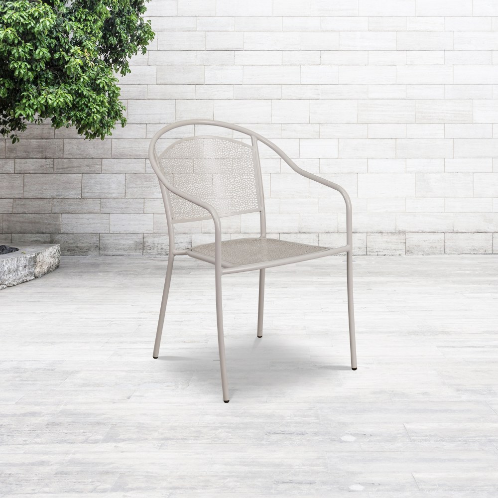 Flash Furniture Oia Indoor/Outdoor Steel Patio Armchair with Round Back, Light Gray MPN:CO3SIL