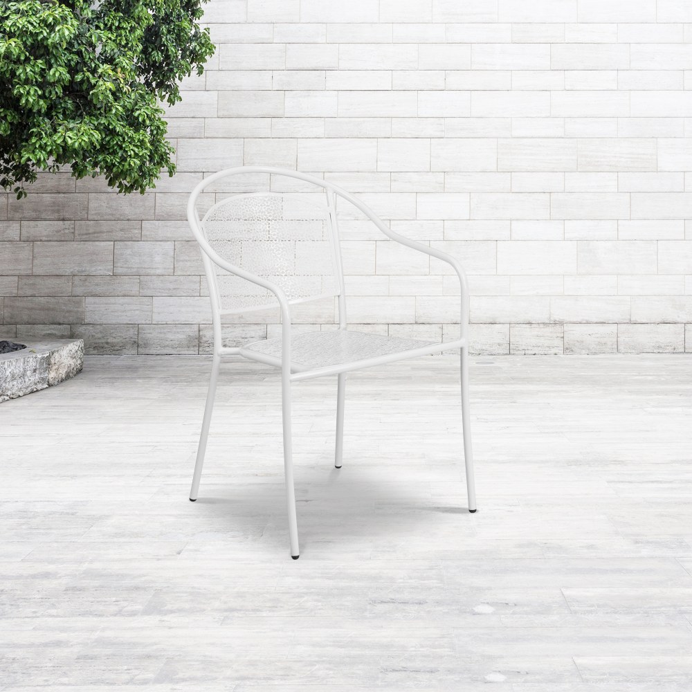 Flash Furniture Oia Indoor/Outdoor Steel Patio Armchair with Round Back, White MPN:CO3WH