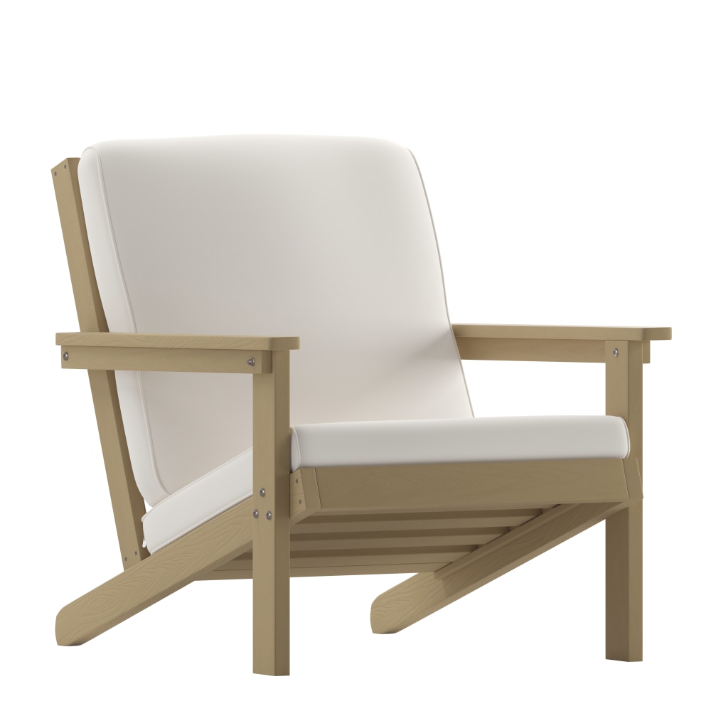 Flash Furniture Charlestown All-Weather Adirondack Club Chair with Cushions, White/Natural Cedar MPN:JJC14021BR
