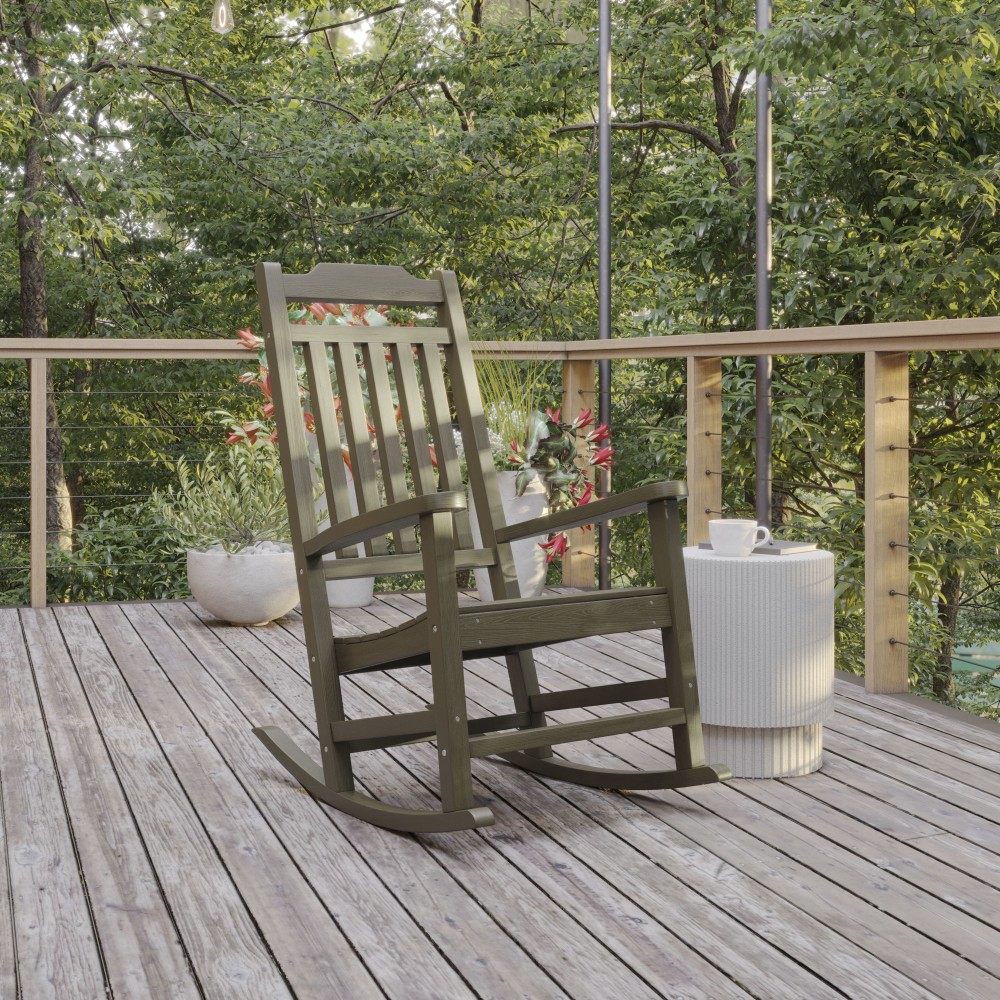 Flash Furniture Winston All-Weather Rocking Chair, Mahogany MPN:JJC14703MHG