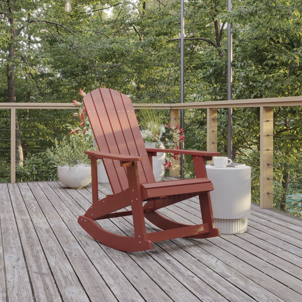 Flash Furniture Savannah All-Weather Adirondack Rocking Chair, Red MPN:JJC14705RED