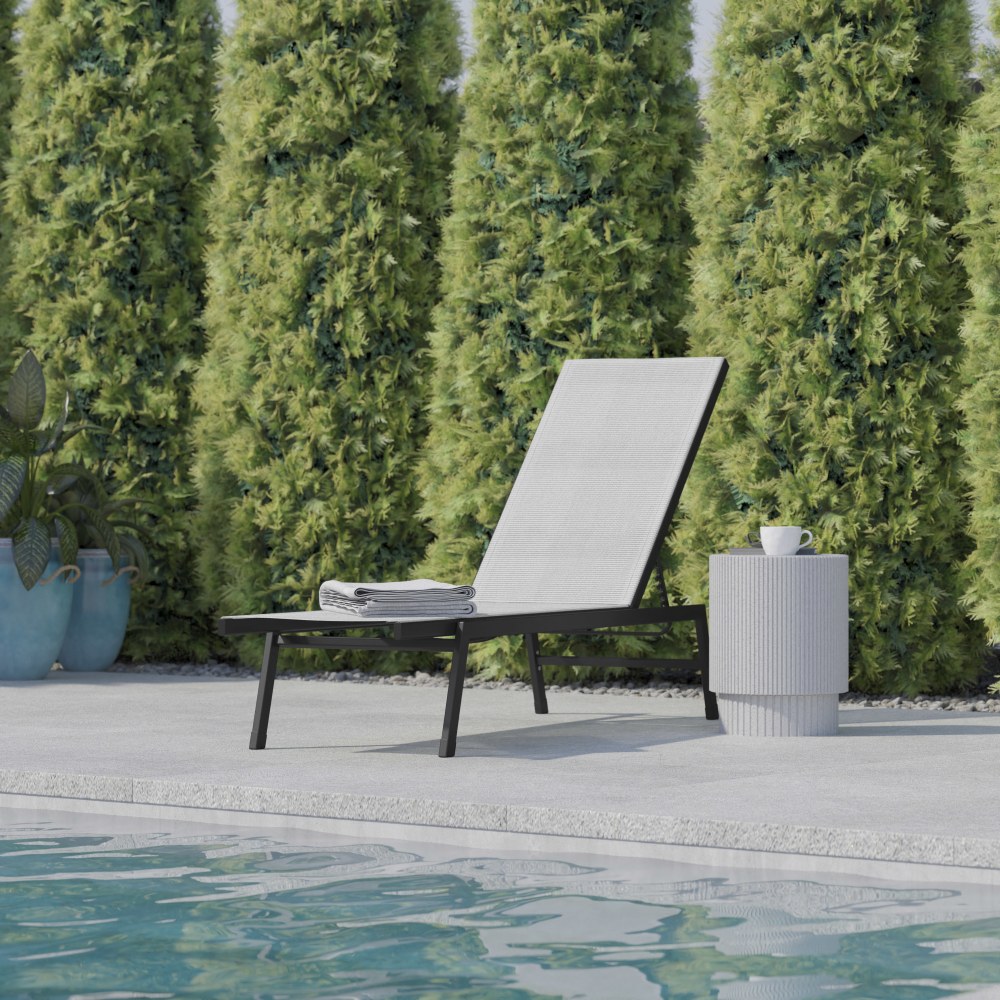 Flash Furniture Brazos Fabric Adjustable Chaise Lounge Chair, Gray/Black MPN:JJLC326BKGY