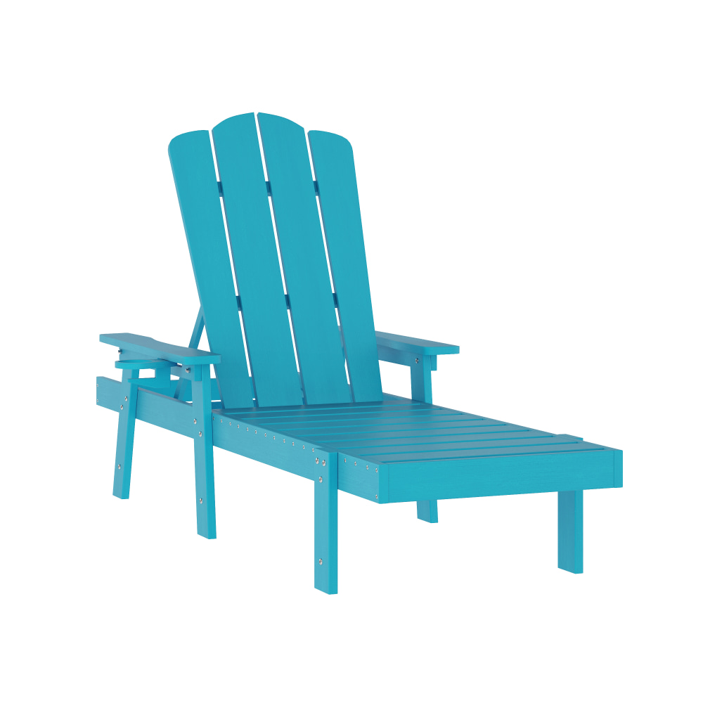 Flash Furniture Sonora Commercial Grade Adjustable Adirondack Lounger with Cupholder, All-Weather Indoor/Outdoor Recycled HDPE Lounge Chair, Blue MPN:LEHMP07001BL
