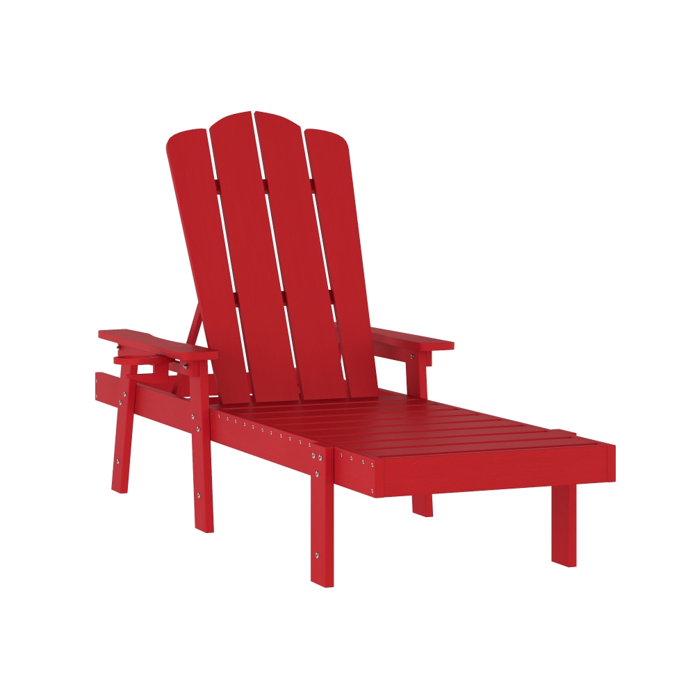 Flash Furniture Sonora Commercial Grade Adjustable Adirondack Lounger with Cupholder, All-Weather Indoor/Outdoor Recycled HDPE Lounge Chair, Red MPN:LEHMP07001RED