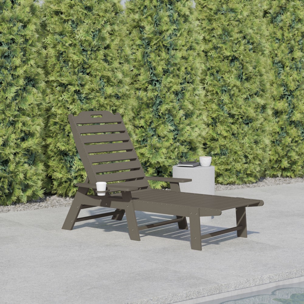 Flash Furniture Monterey All-Weather Adjustable Adirondack Lounge Chair with Cup Holder, Brown MPN:LEHMP2017414BR