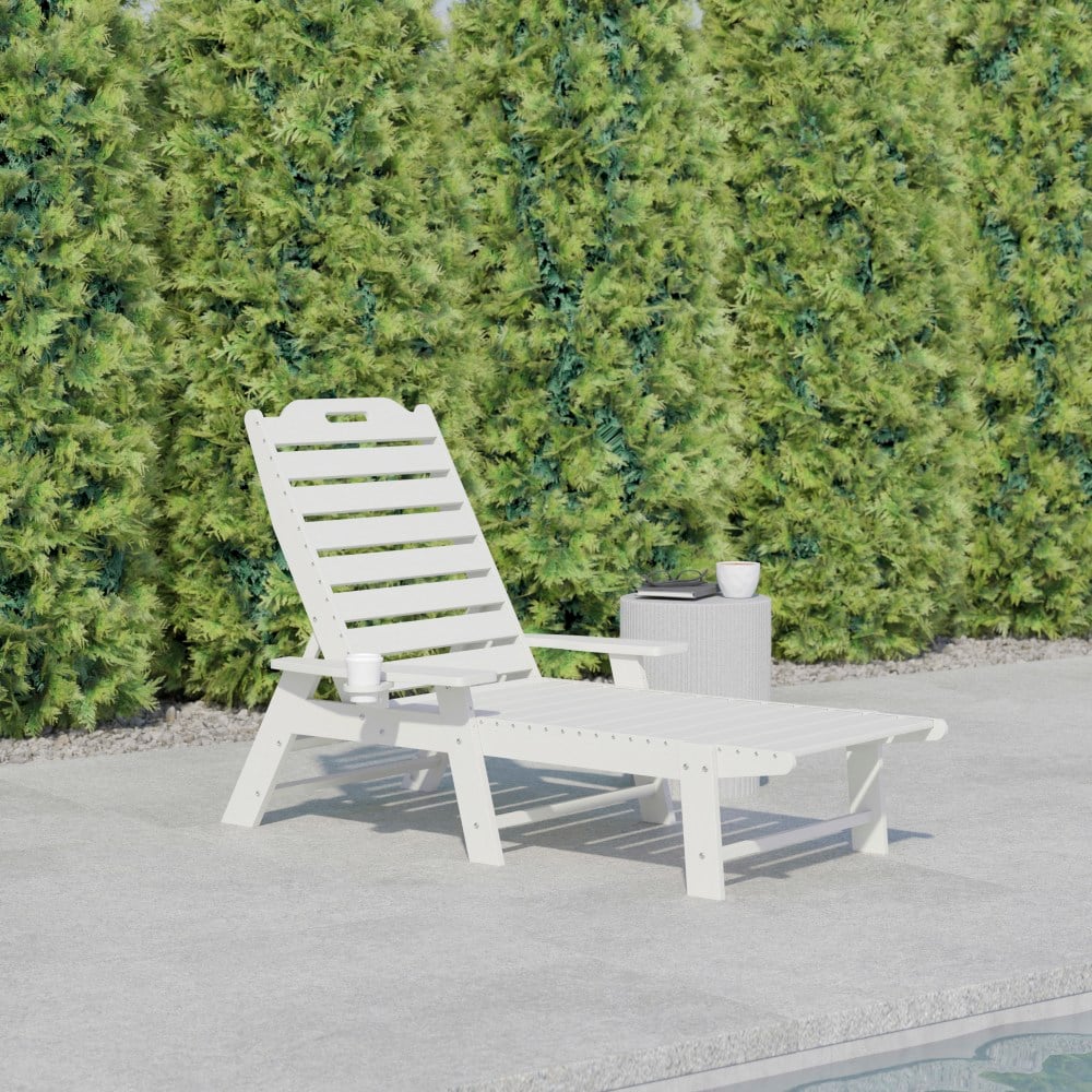 Flash Furniture Monterey All-Weather Adjustable Adirondack Lounge Chair with Cup Holder, White MPN:LEHMP2017414WT
