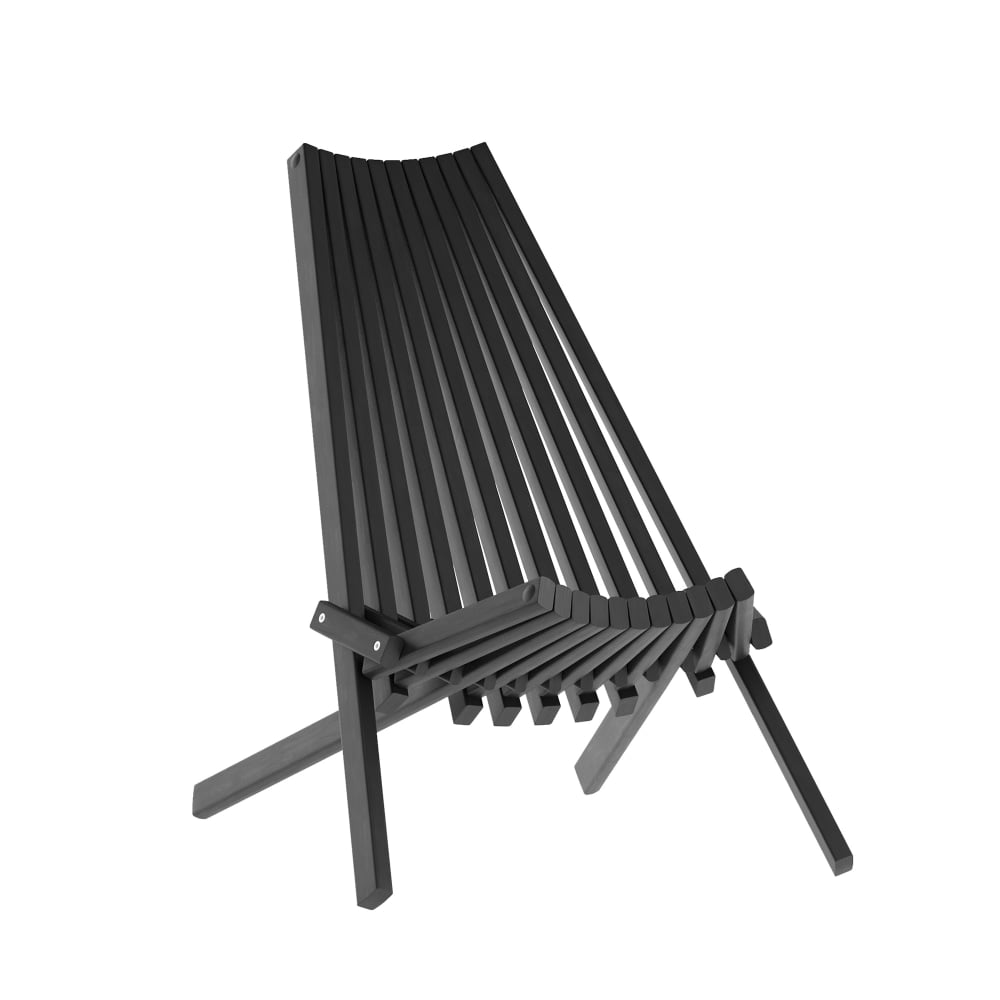 Flash Furniture Delia Commercial Grade Indoor/Outdoor Folding Acacia Wood Chair, Low Profile Lounge for Patio, Porch, Garden, Black MPN:LTS0441BK