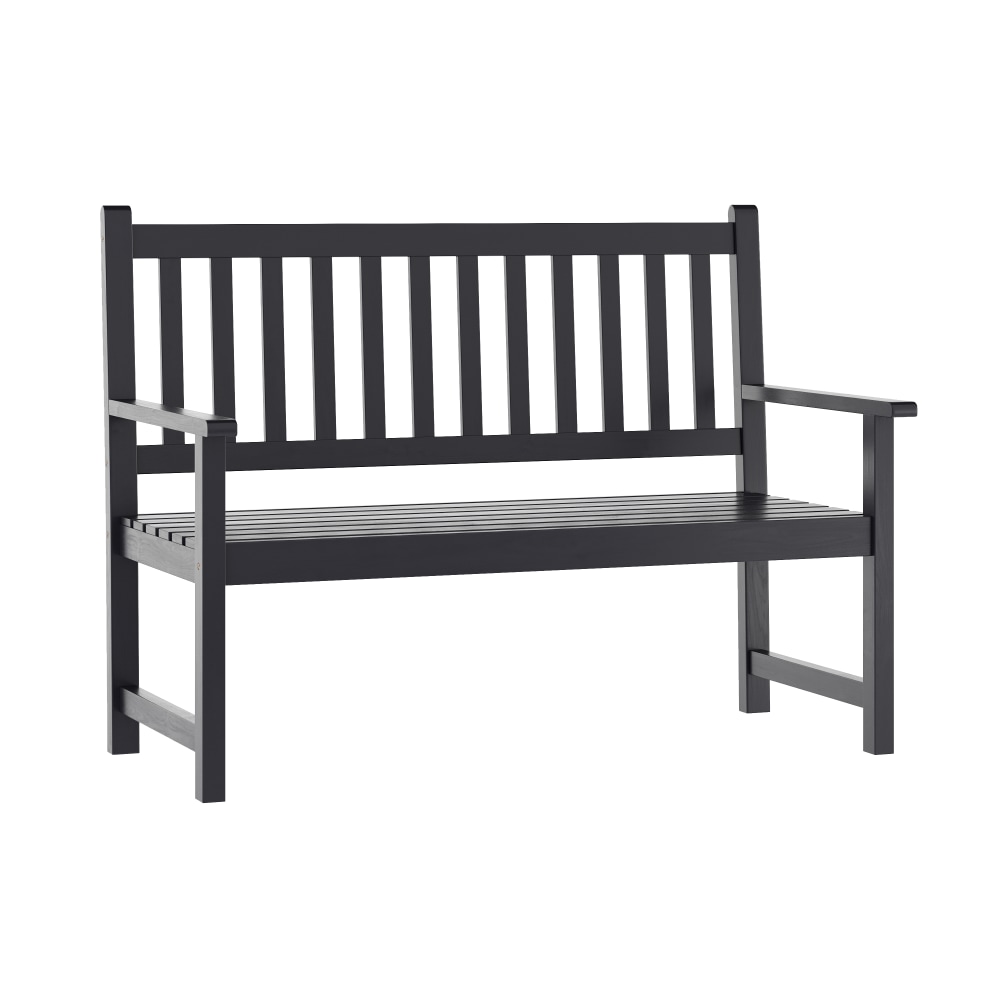 Flash Furniture Adele Commercial Grade Indoor/Outdoor Patio Acacia Wood Bench, 2-Person Slatted Seat Loveseat for Park, Garden, Yard, Porch, Black MPN:LTS0525BK