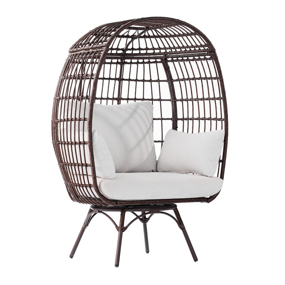 Flash Furniture Zola Commercial Indoor/Outdoor Oversized Wicker Egg Swivel Lounge Chair with 4 Cushions - SBC335BRCR MPN:SBC335BRCR