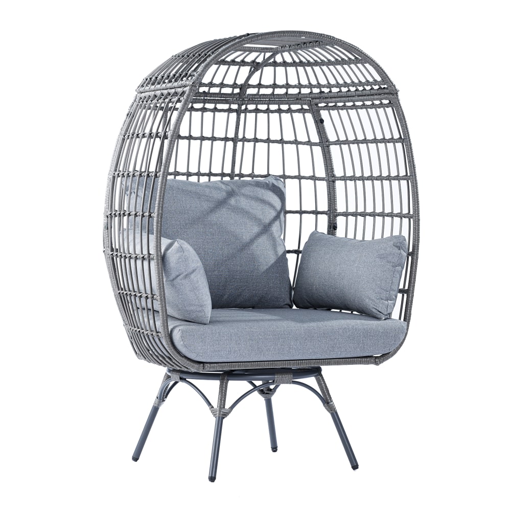 Flash Furniture Zola Commercial Indoor/Outdoor Oversized Wicker Egg Swivel Lounge Chair with 4 Cushions - SBC335GYGY MPN:SBC335GYGY