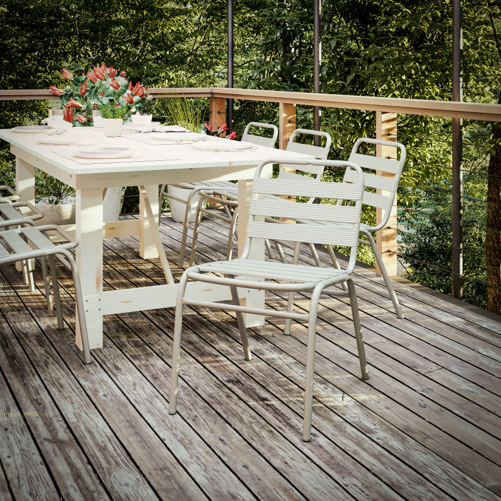 Flash Furniture Lila Aluminum Restaurant Stack Armless Chair, Silver MPN:TLH015C