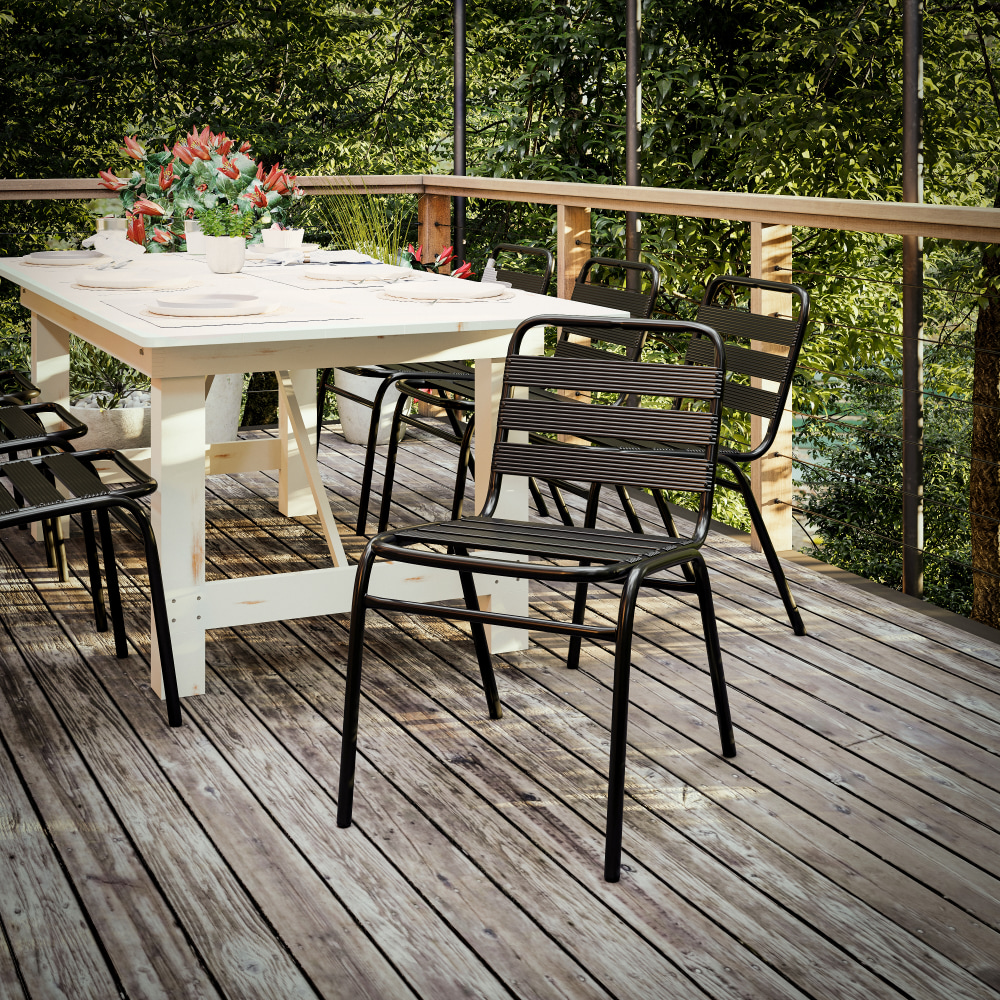 Flash Furniture Lila Aluminum Restaurant Stack Armless Chair, Black MPN:TLH015CBK