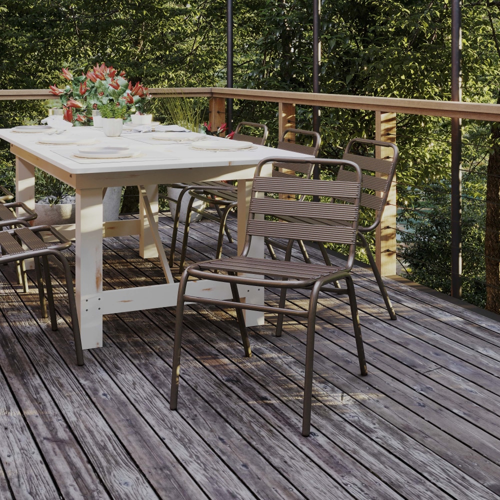 Flash Furniture Lila Aluminum Restaurant Stack Armless Chair, Bronze MPN:TLH015CBZ