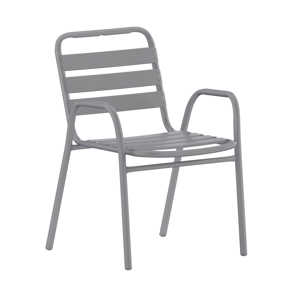 Flash Furniture Lila Aluminum Indoor/Outdoor Restaurant Stack Chair, Silver MPN:TLH018C
