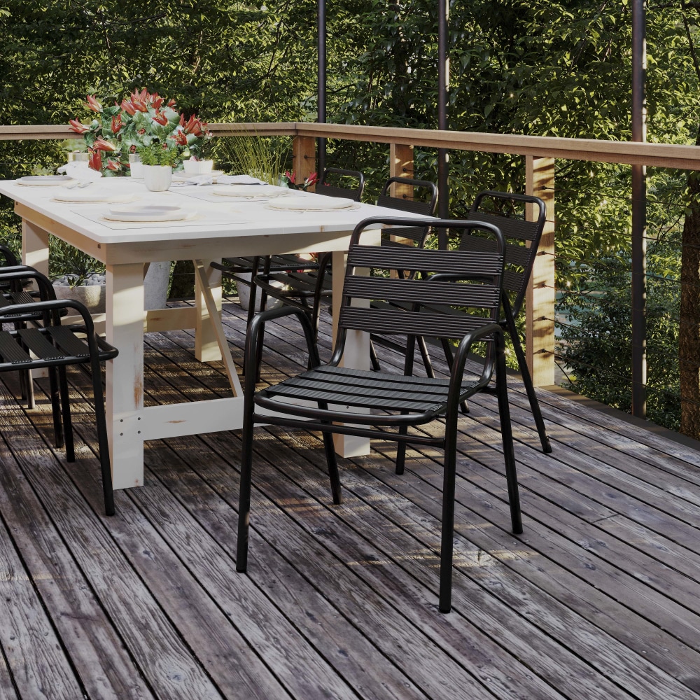 Flash Furniture Lila Aluminum Indoor/Outdoor Restaurant Stack Chair, Black, TLH018CBK MPN:TLH018CBK