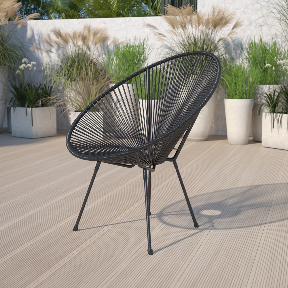 Flash Furniture Valencia Oval Comfort Series Take Ten Papasan Lounge Chair, Black MPN:TLH094BLACK