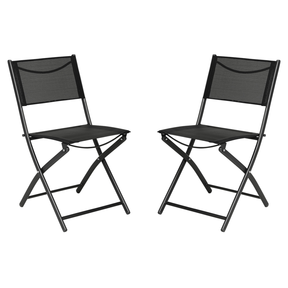 Flash Furniture Brazos Set of 2 Commercial Grade Indoor/Outdoor Folding Chairs with Flex Comfort Material Backs and Seats and Metal Frames, Black MPN:TLHSC097BLK02