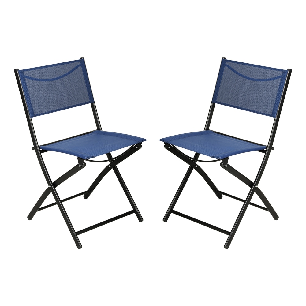 Flash Furniture Brazos Set of 2 Commercial Grade Indoor/Outdoor Folding Chairs with Flex Comfort Material Backs and Seats and Metal Frames, Navy MPN:TLHSC097NV02
