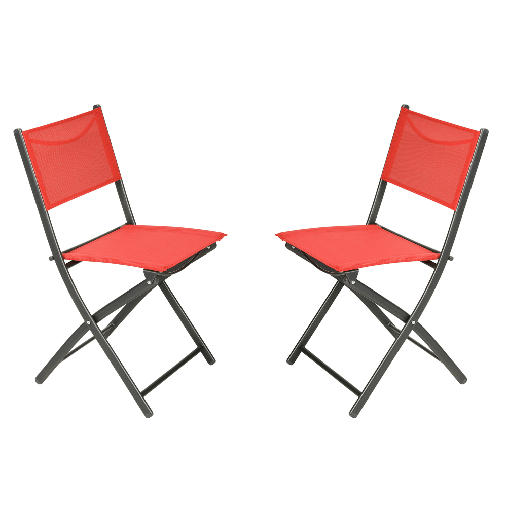 Flash Furniture Brazos Set of 2 Commercial Grade Indoor/Outdoor Folding Chairs with Flex Comfort Material Backs and Seats and Metal Frames, Red MPN:TLHSC097RED02