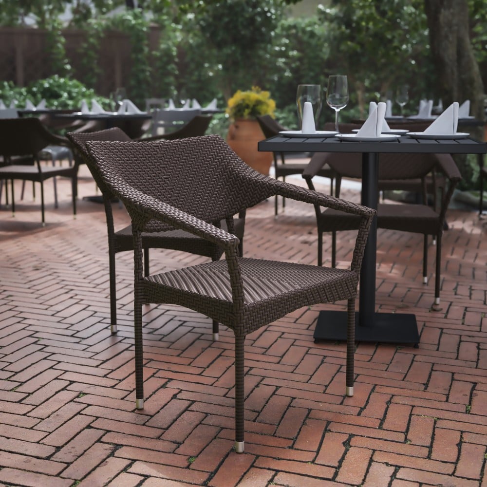 Flash Furniture Jace All-Weather Rattan Wicker Stacking Patio Chair, Espresso MPN:TTTT002ESP