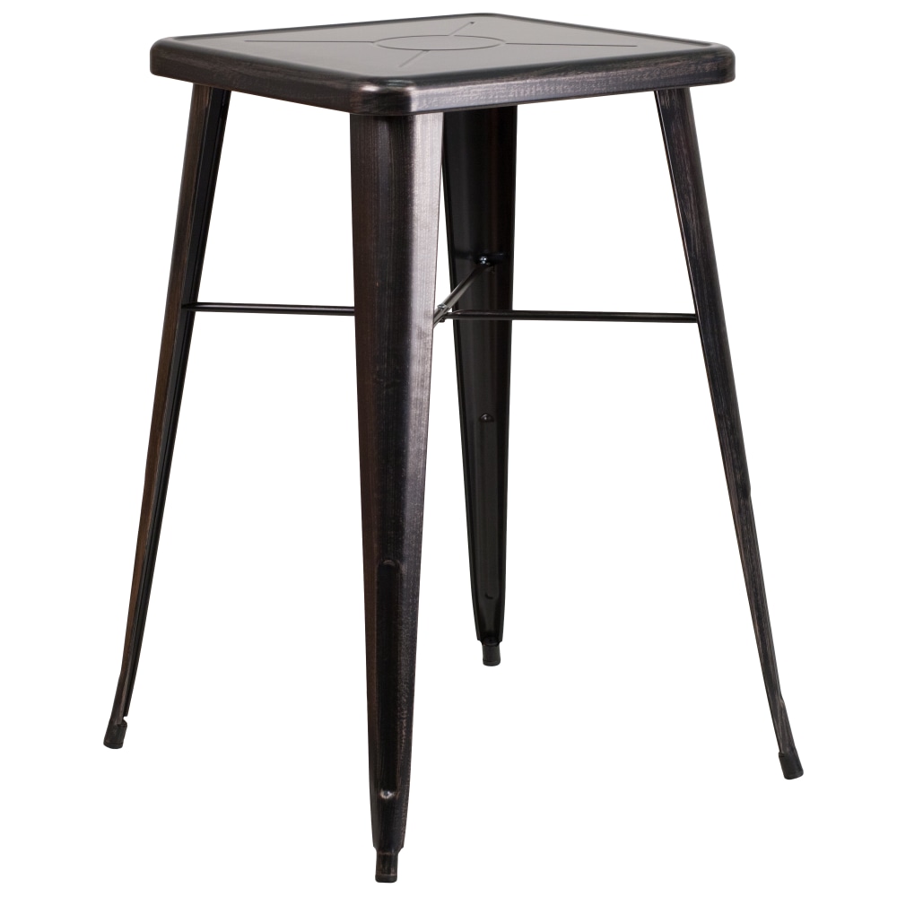 Flash Furniture Commercial Grade 23.75in Square Metal Indoor-Outdoor Bar Height Table, Black-Antique Gold MPN:CH31330BQ