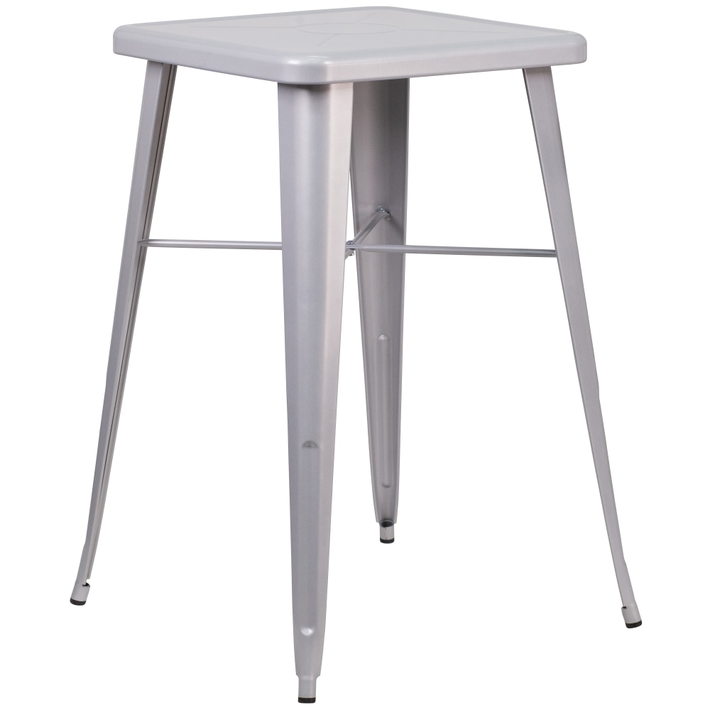 Flash Furniture Commercial Grade 23.75in Square Metal Indoor-Outdoor Bar Height Table, Silver MPN:CH31330SIL