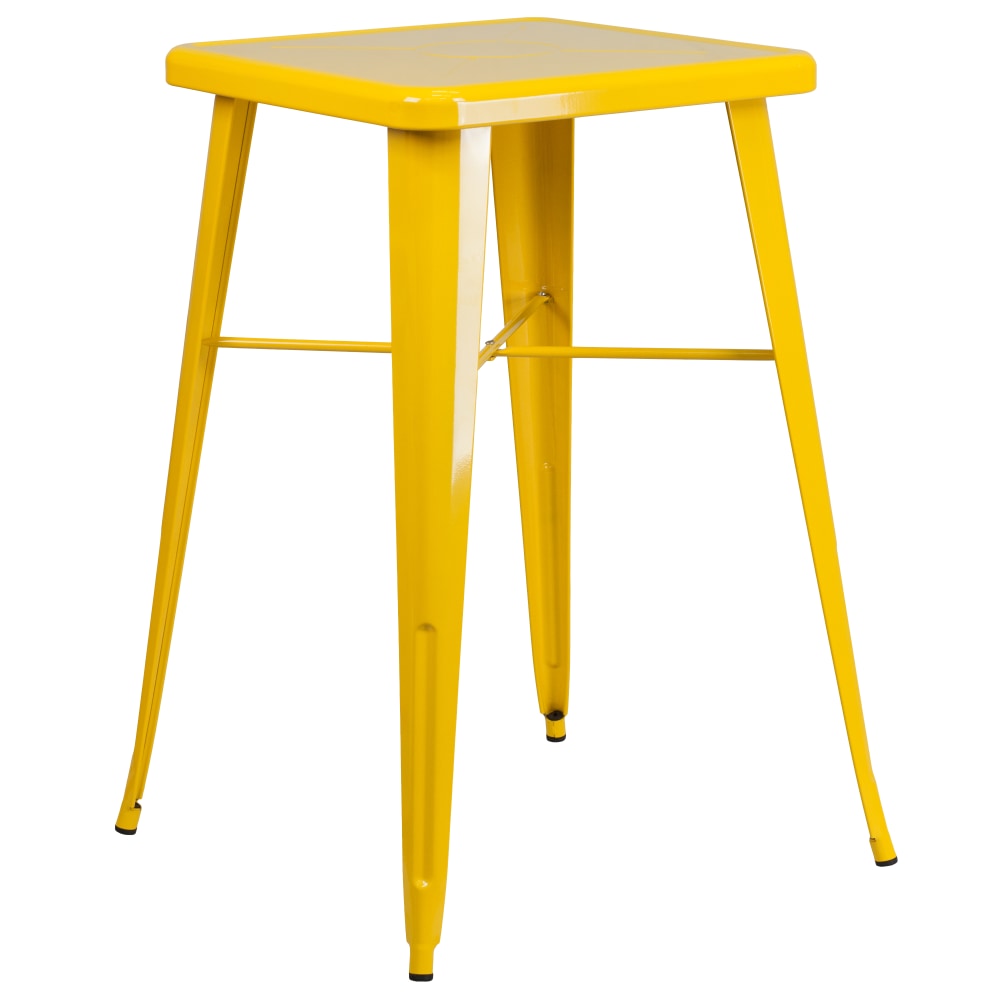 Flash Furniture Commercial Grade 23.75in Square Metal Indoor-Outdoor Bar Height Table, Yellow MPN:CH31330YL