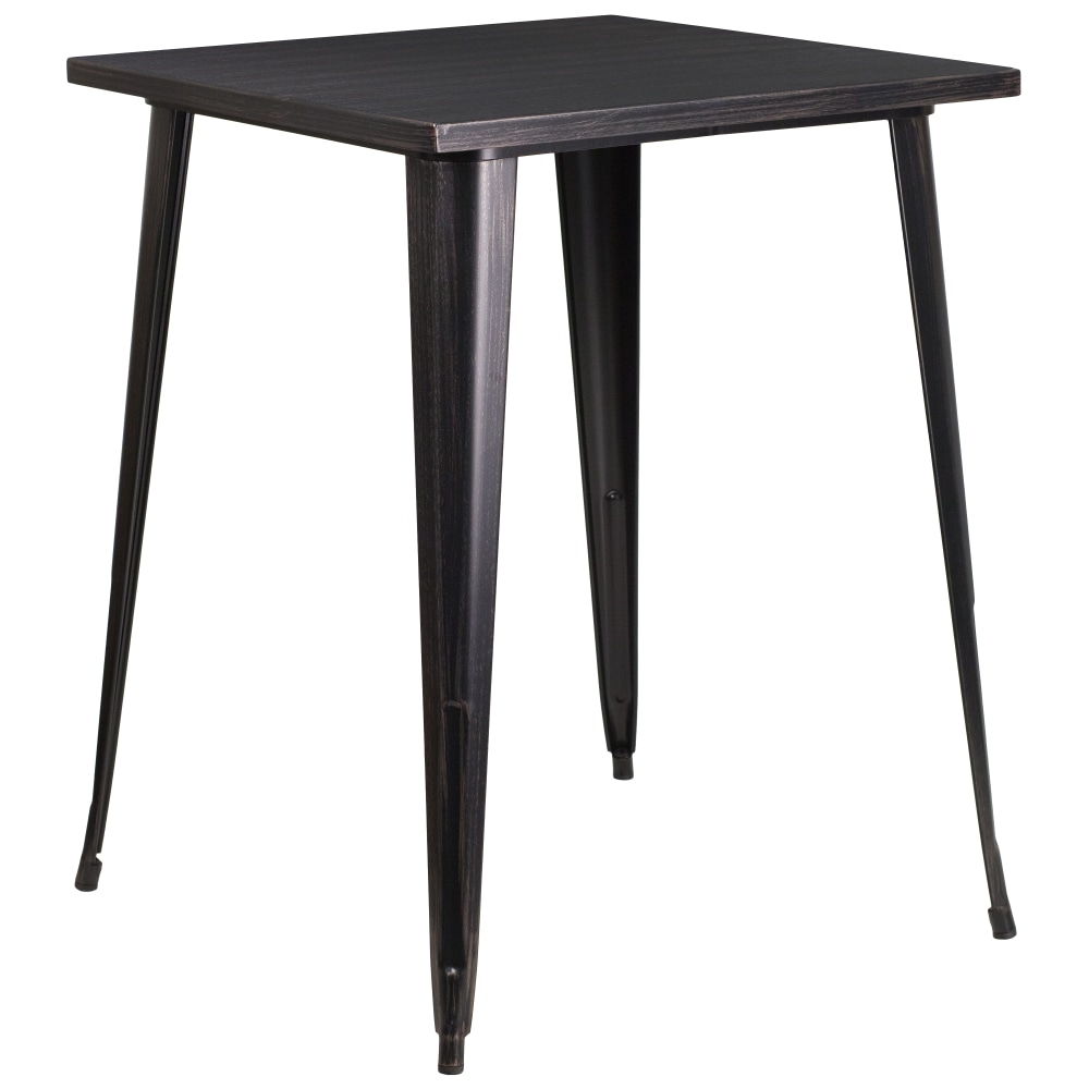 Flash Furniture Commercial Grade 31.5in Square Metal Indoor-Outdoor Bar Height Table, Black-Antique Gold MPN:CH5104040BQ