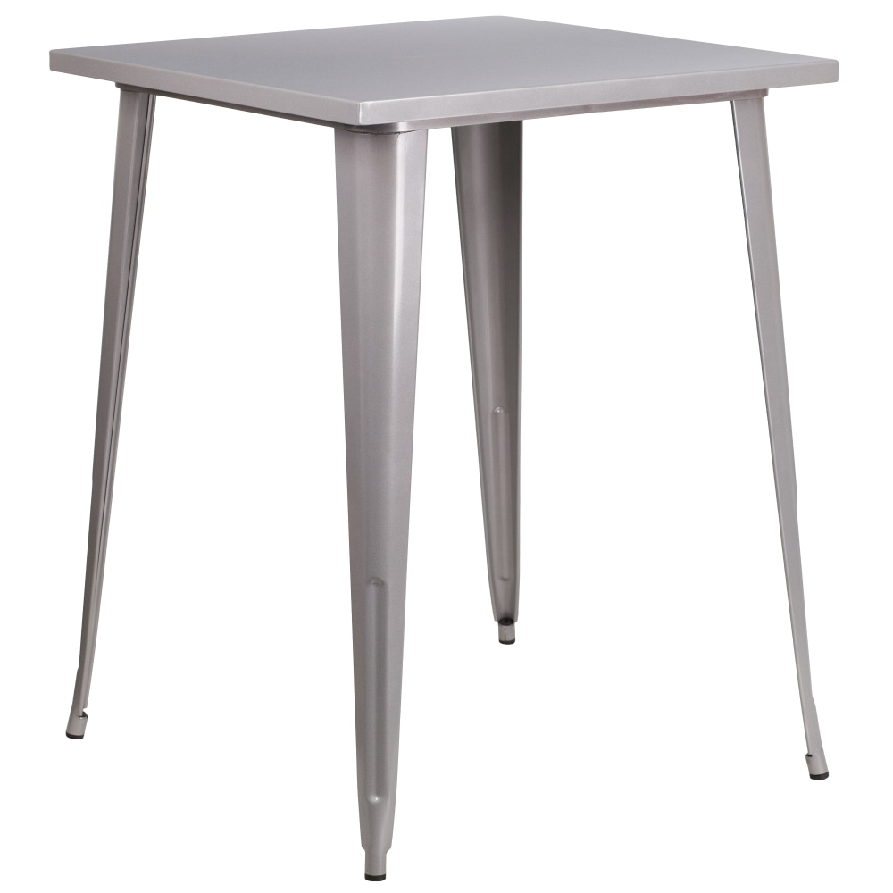 Flash Furniture Commercial Grade 31.5in Square Metal Indoor-Outdoor Bar Height Table, Silver MPN:CH5104040SIL