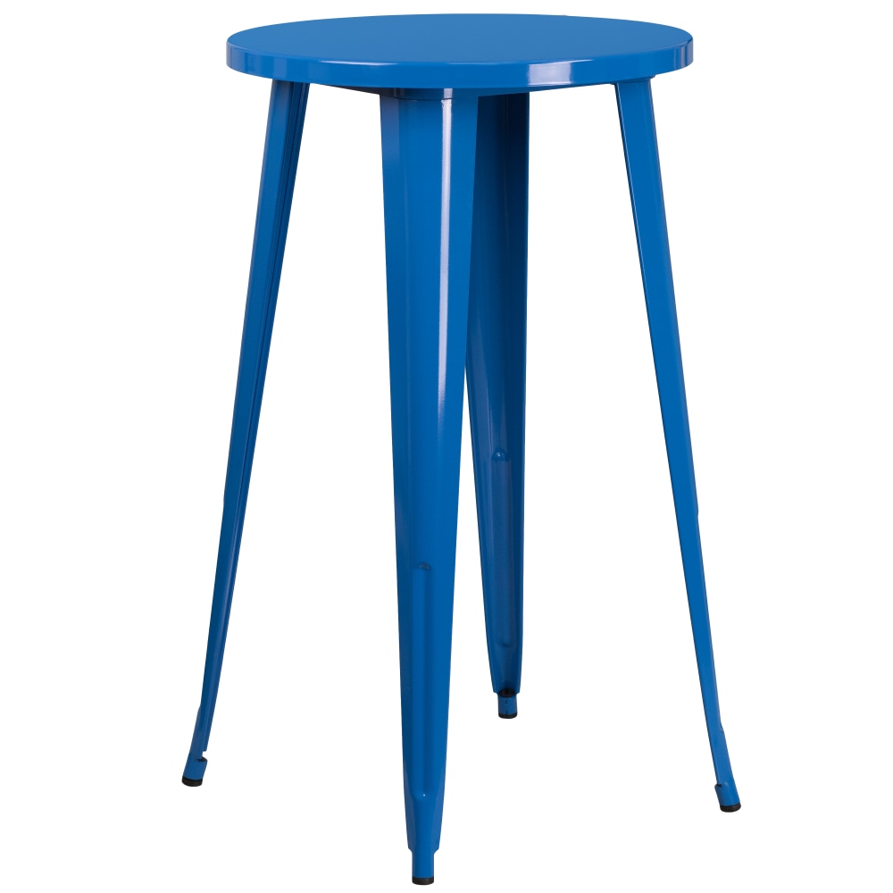 Flash Furniture Commercial Grade 24in Round Metal Indoor-Outdoor Bar Height Table, Blue MPN:CH5108040BL