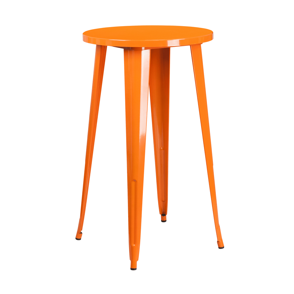 Flash Furniture Commercial Grade 24in Round Metal Indoor-Outdoor Bar Height Table, Orange MPN:CH5108040OR