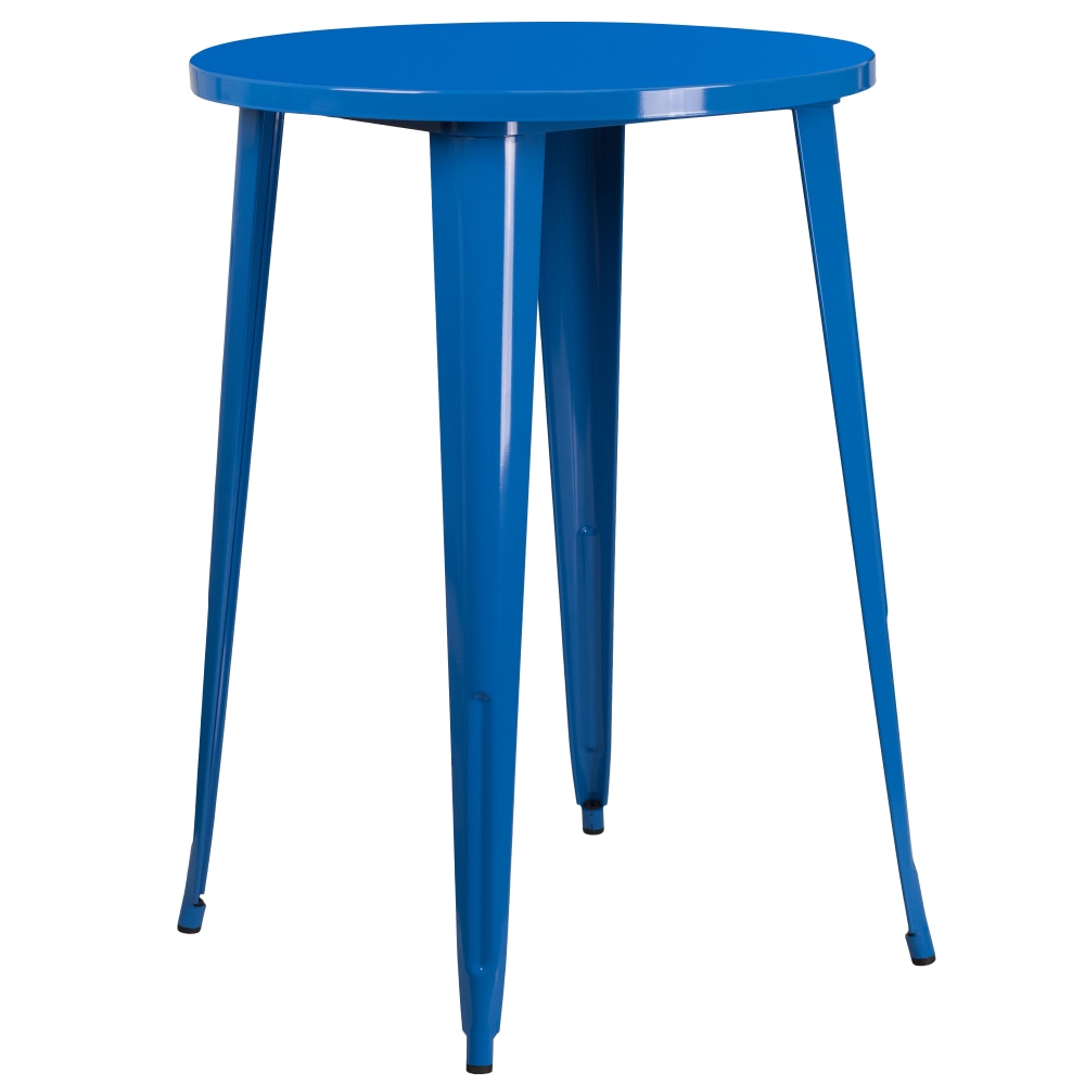Flash Furniture Commercial Grade 30in Round Metal Indoor-Outdoor Bar Height Table, Blue MPN:CH5109040BL